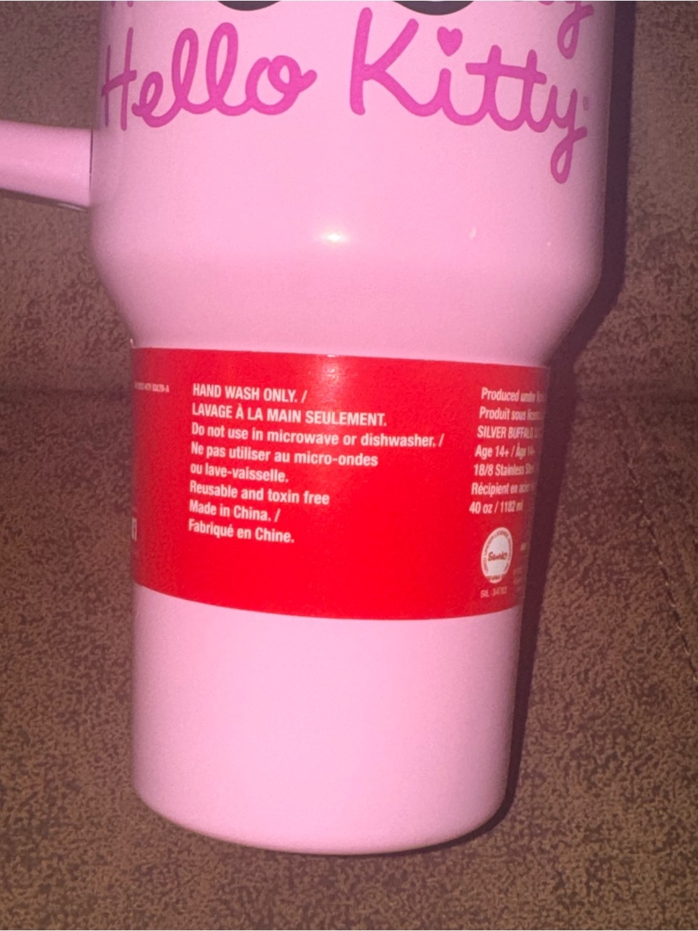 Hello Kitty 40oz Pink Stainless Steel Insulated Tumbler Handle Straw New - Picture 4 of 7
